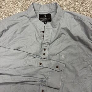 Celtic Ranchwear Mens XL Grey Long Sleeve Band Collar Linen Cotton Shirt